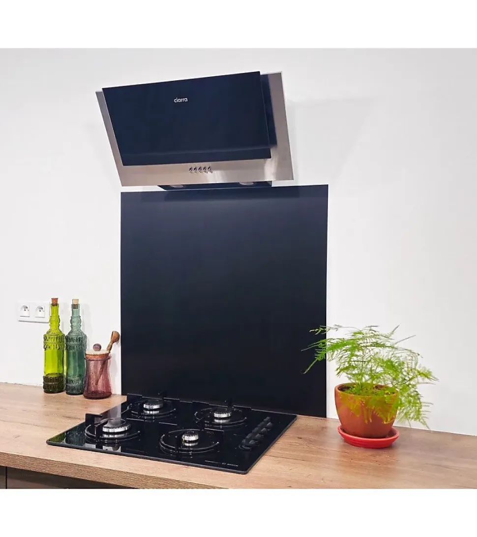 Crédence - Fond de hotte - Aluminium Anodisé Brossé Noir - H75cm x L120cm