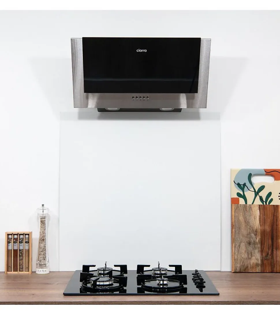 Crédence - Fond de hotte - Aluminium Blanc Signalisation RAL 9016 Brillant - H55cm x L100cm