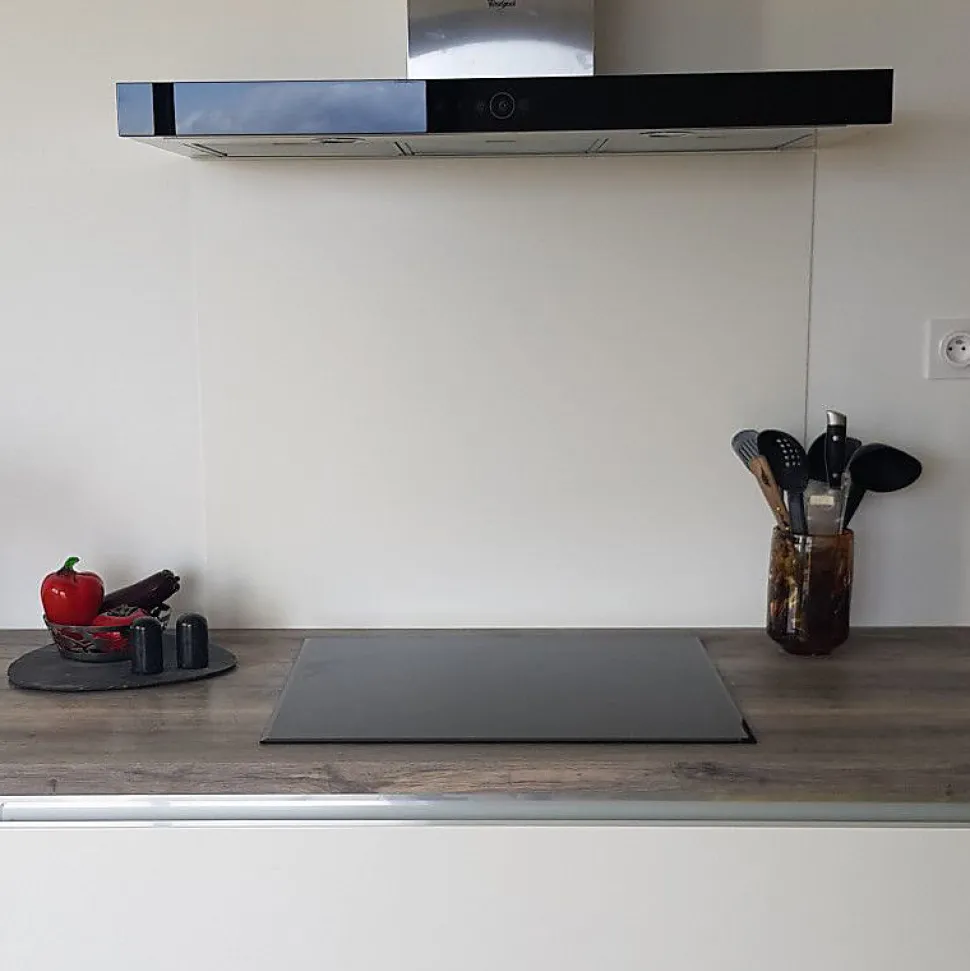 Crédence - Fond de hotte - Aluminium Blanc RAL 9010 sat - H20cm x L50cm