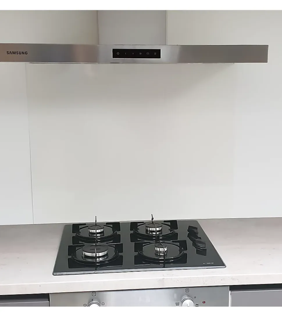 Crédence - Fond de hotte - Aluminium Blanc RAL 9010 sat - H55cm x L50cm