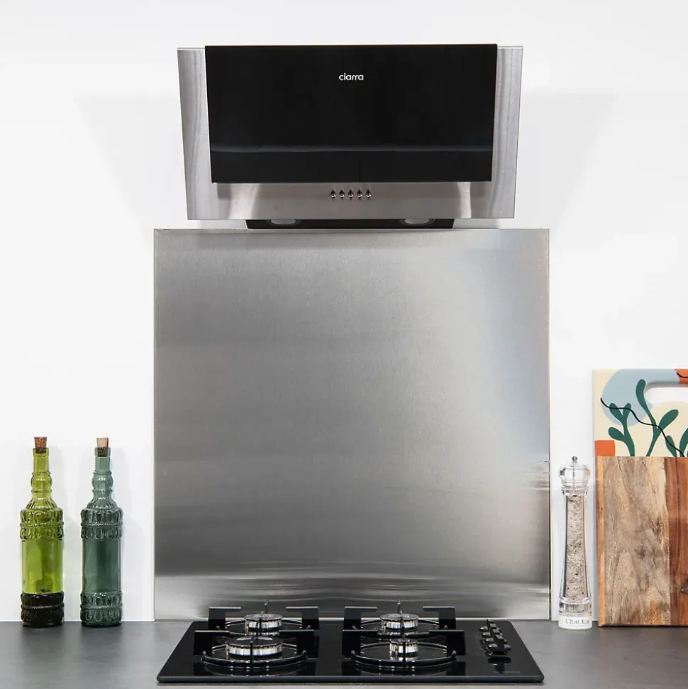 Crédence - Fond de hotte - Inox Brossé - H550mm x L700mm de 1mm