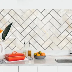 Crédence adhésive brique imitation marbre 30x70 cm