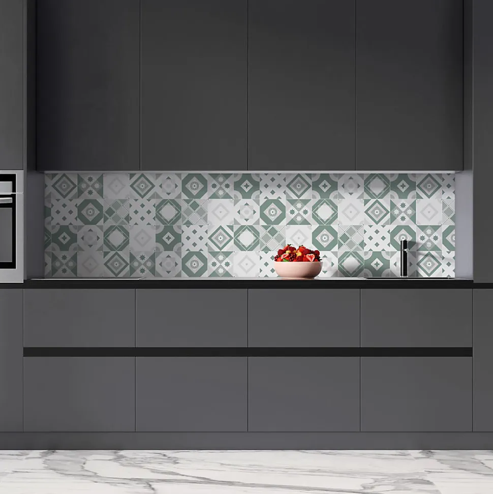 Crédence Adhésive Carreaux Vert Sauge 200 x 40 cm