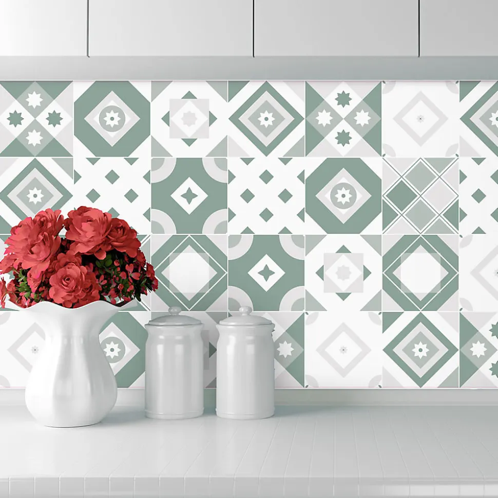 Crédence Adhésive Carreaux Vert Sauge 200 x 40 cm