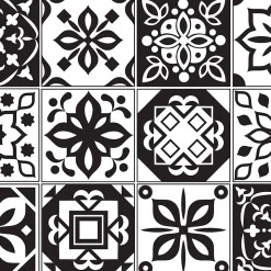 Crédence adhésive carreaux de ciment noir et blanc 40x400 cm