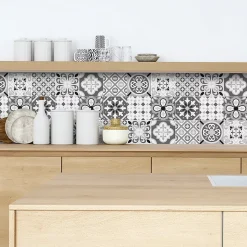 Crédence adhésive carreaux de ciment gris et blanc 40x100 cm