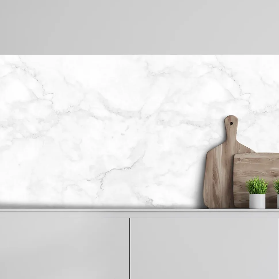 Crédence adhésive effet marbre blanc 30x70 cm