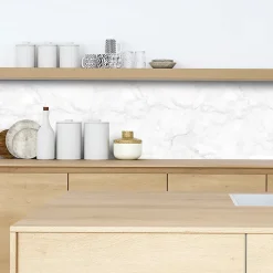 Crédence adhésive effet marbre blanc 30x70 cm