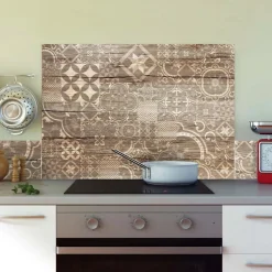 Crédence adhésive en aluminium imitation Bois