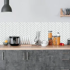 Crédence adhésive imitation brique blanche 50x300 cm