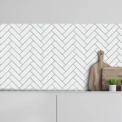 Crédence adhésive imitation brique blanche 50x300 cm