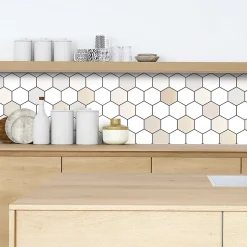 Crédence adhésive losange blanc beige 30x70 cm