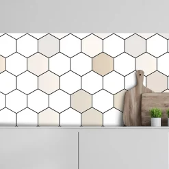 Crédence adhésive losange blanc beige 30x70 cm