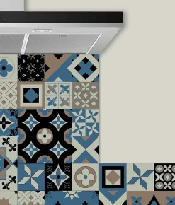 Crédence Alu Adhésive carreaux de ciment VIBES 100 cm x 20 cm Ma Nouvelle Déco