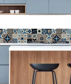 Crédence Alu Adhésive carreaux de ciment VIBES 100 cm x 20 cm Ma Nouvelle Déco