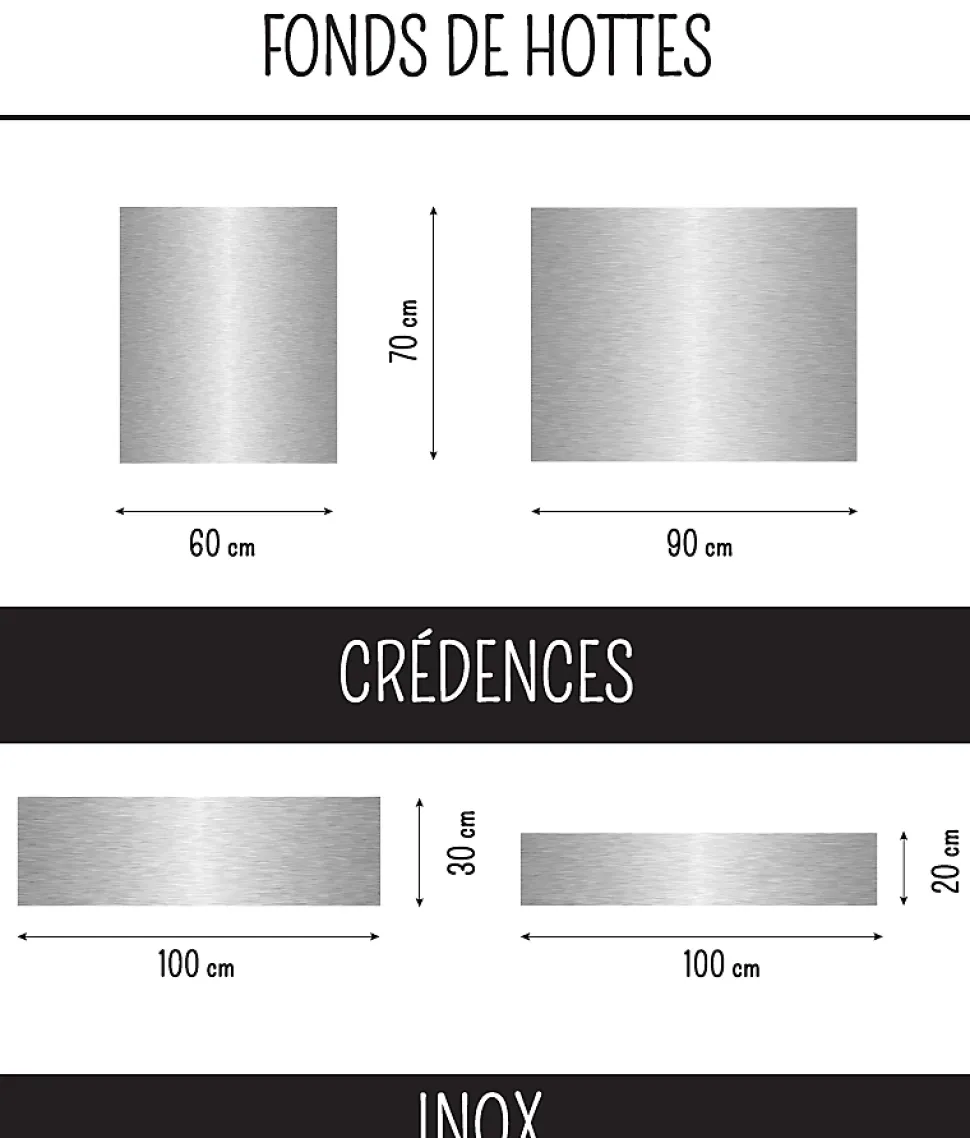 Crédence alu adhésive INOX 100 cm x 20 cm Ma Nouvelle Déco