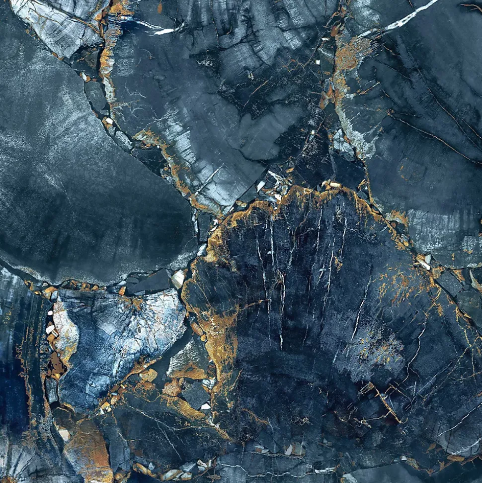 Crédence cuisine adhésive en vinyle imitation marbre bleu et or, 200 x 40 cm, design raccordable