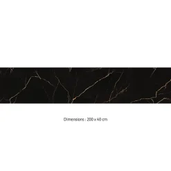 Crédence cuisine adhésive en vinyle imitation marbre noir et or, 200 x 40 cm, design raccordable