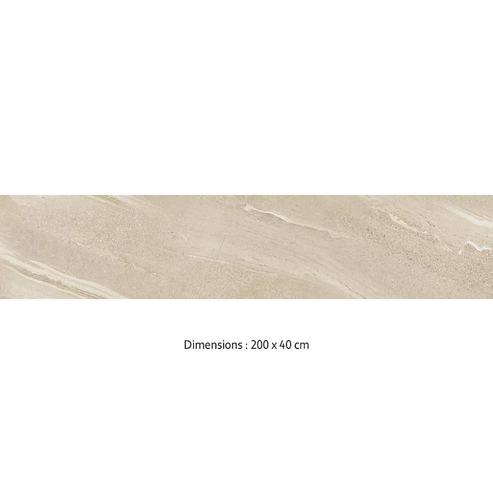 Crédence cuisine adhésive en vinyle imitation grès beige foncé, 200 x 40 cm, design raccordable