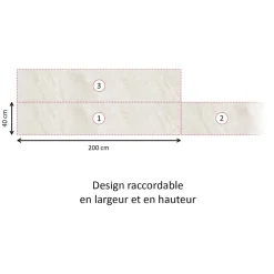 Crédence cuisine adhésive en vinyle imitation grès beige, 200 x 40 cm, design raccordable
