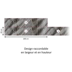 Crédence cuisine adhésive en vinyle imitation marbre gris et or, 200 x 40 cm, design raccordable