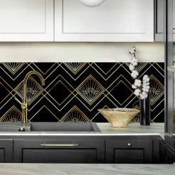 Crédence cuisine adhésive en vinyle modèle art déco 1925, 200 x 40 cm, design raccordable
