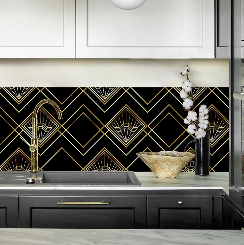 Crédence cuisine adhésive en vinyle modèle art déco 1925, 200 x 40 cm, design raccordable