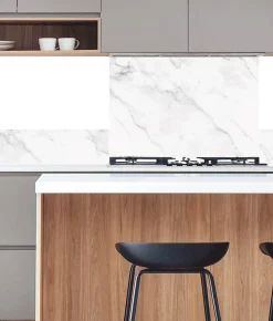 Crédence Cuisine Aluminium MARBRE BLANC 100 cm x 20 cm Ma Nouvelle Décoration