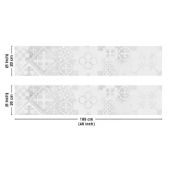 Crédence cuisine en aluminium - effet carreaux de ciment gris - 200x20 cm (en 2 bandeaux)