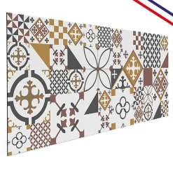 Crédence cuisine en aluminium - effet carreaux de ciment orange - 240x50 cm (en 2 bandeaux)