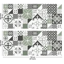 Crédence cuisine en aluminium - effet carreaux de ciment vert - 240x50 cm (en 2 bandeaux)