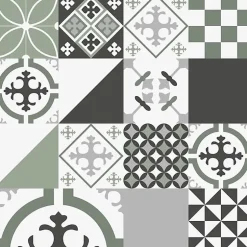 Crédence cuisine en aluminium - effet carreaux de ciment vert - 240x50 cm (en 2 bandeaux)