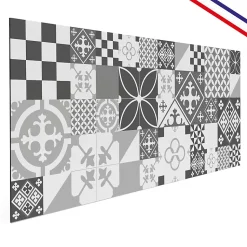 Crédence cuisine en aluminium - effet carreaux de ciment gris - 200x20 cm (en 2 bandeaux)