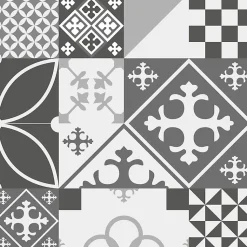 Crédence cuisine en aluminium - effet carreaux de ciment gris - 200x20 cm (en 2 bandeaux)