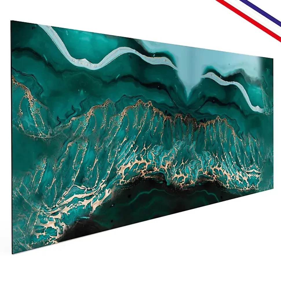 Crédence cuisine en aluminium - effet marbre bleu - 300x20 cm (en 3 bandeaux)