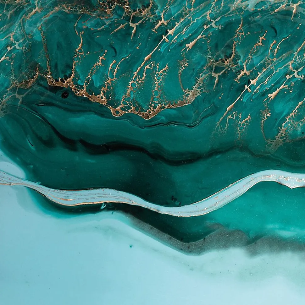 Crédence cuisine en aluminium - effet marbre bleu - 300x20 cm (en 3 bandeaux)