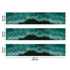 Crédence cuisine en aluminium - effet marbre bleu - 300x20 cm (en 3 bandeaux)
