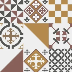 Crédence cuisine en aluminium - effet carreaux de ciment orange - 200x20 cm (en 2 bandeaux)