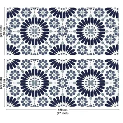 Crédence cuisine en aluminium - effet carreaux de ciment bleu - 240x50 cm (en 2 bandeaux)