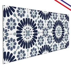 Crédence cuisine en aluminium - effet carreaux de ciment bleu - 240x50 cm (en 2 bandeaux)