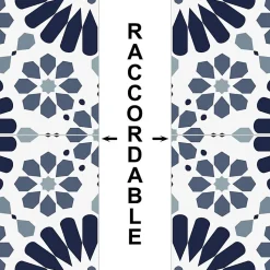 Crédence cuisine en aluminium - effet carreaux de ciment bleu - 240x50 cm (en 2 bandeaux)