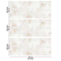 Crédence cuisine en aluminium - effet marbre brun - 360x50 cm (en 3 bandeaux)