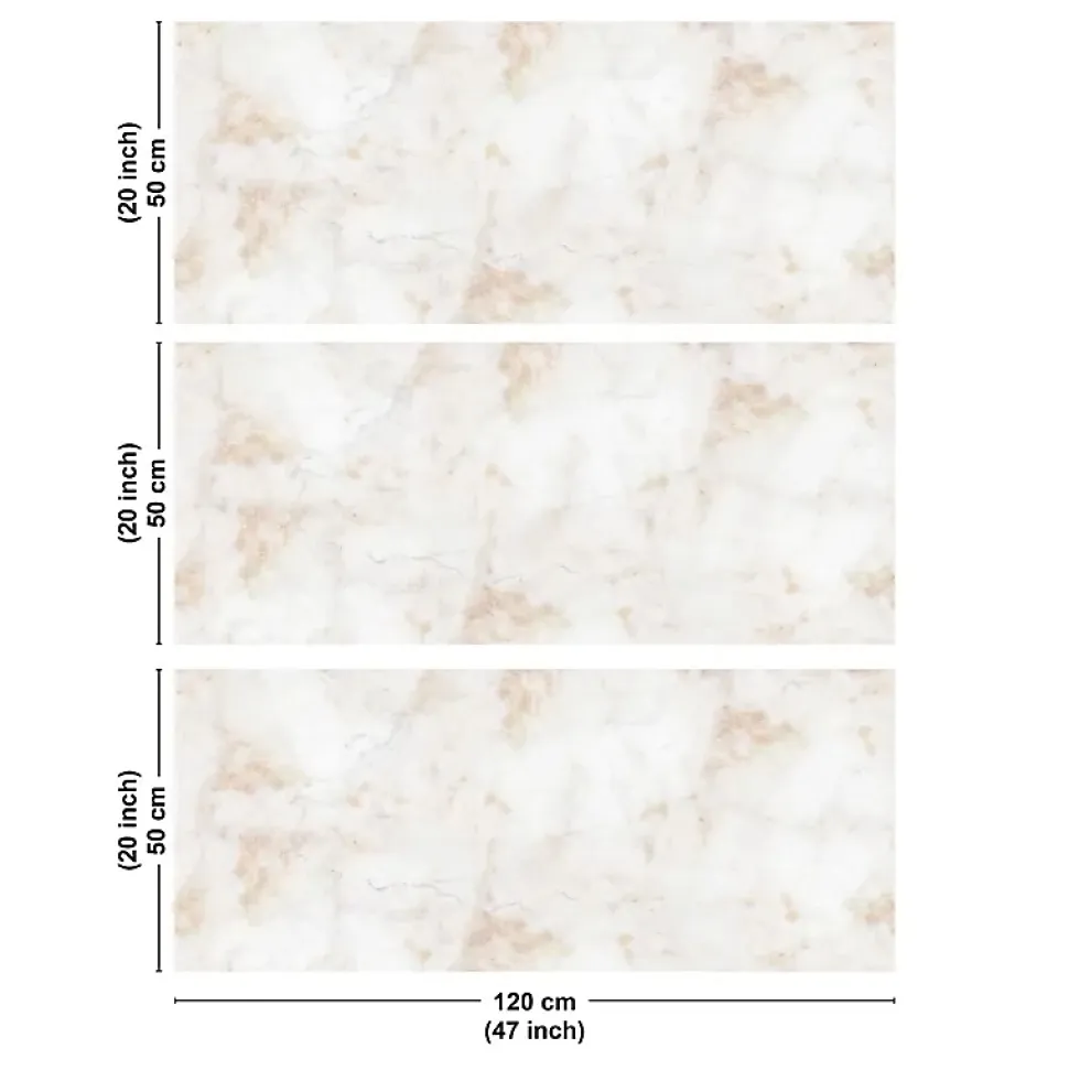 Crédence cuisine en aluminium - effet marbre brun - 360x50 cm (en 3 bandeaux)