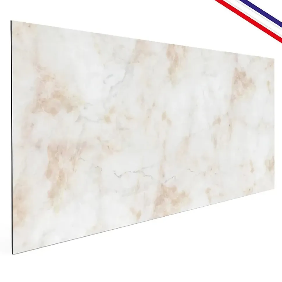 Crédence cuisine en aluminium - effet marbre brun - 360x50 cm (en 3 bandeaux)