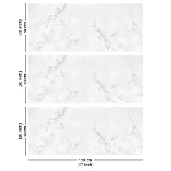 Crédence cuisine en aluminium - effet marbre blanc - 360x50 cm (en 3 bandeaux)