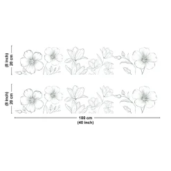 Crédence cuisine en aluminium - motif floral vert et blanc - 200x20 cm (en 2 bandeaux)