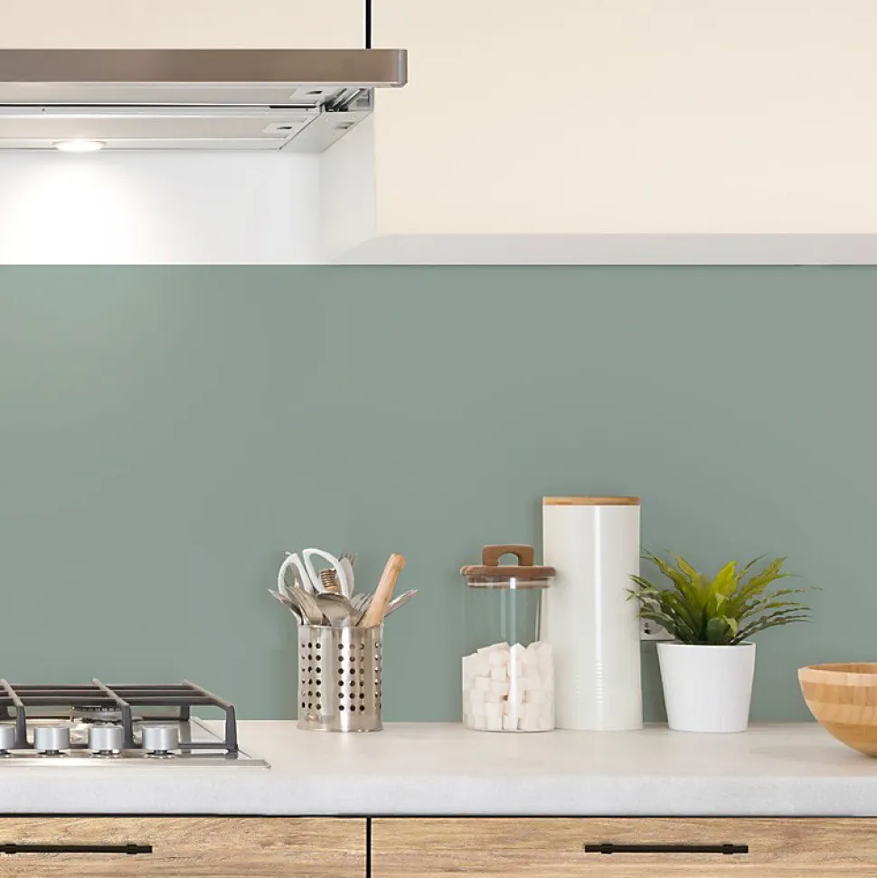 Crédence cuisine en aluminium - essentiel vert clair - 360x50 cm (en 3 bandeaux)