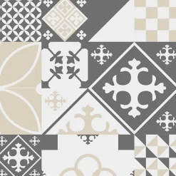 Crédence cuisine en aluminium - effet carreaux de ciment gris - 300x20 cm (en 3 bandeaux)