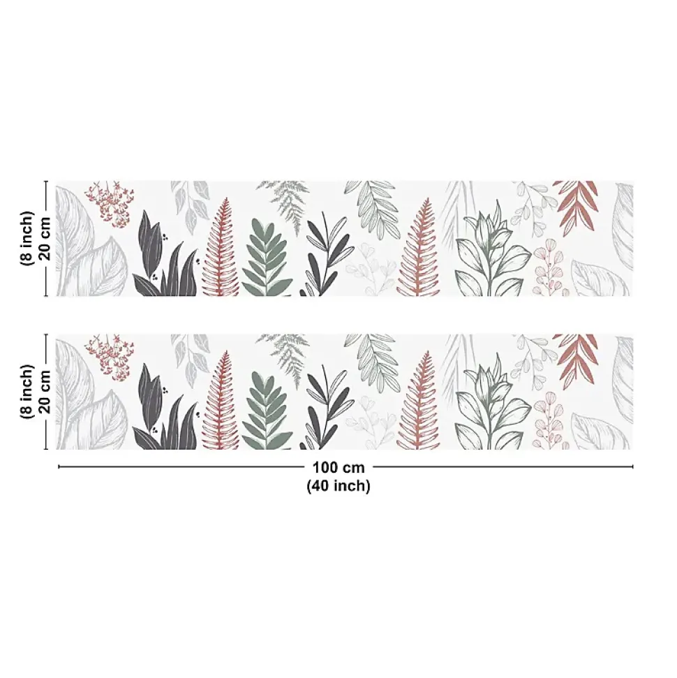 Crédence cuisine en aluminium - floral bleu profond et vert - 200x20 cm (en 2 bandeaux)