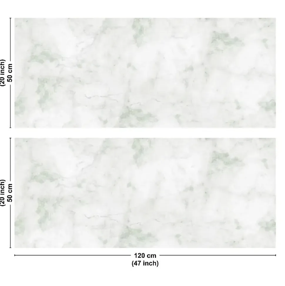 Crédence cuisine en aluminium - effet marbre vert - 240x50 cm (en 2 bandeaux)